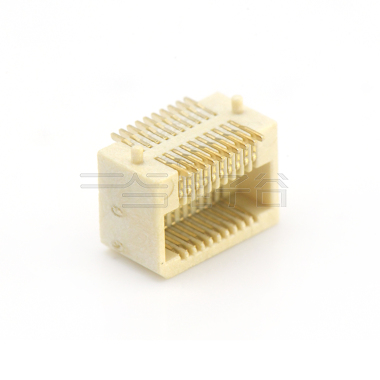 Board to Board Pitch 0.5 单槽 H5.4双排SMT型侧插母座 2*10Pin 米黄色 镀全金G/F